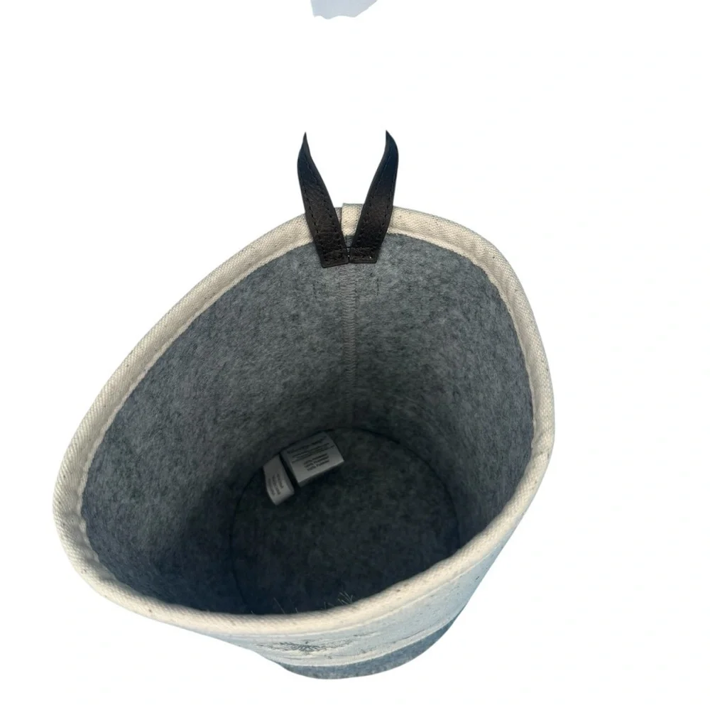 NWT Bee Kind Gray and Cream Felt Storage Basket